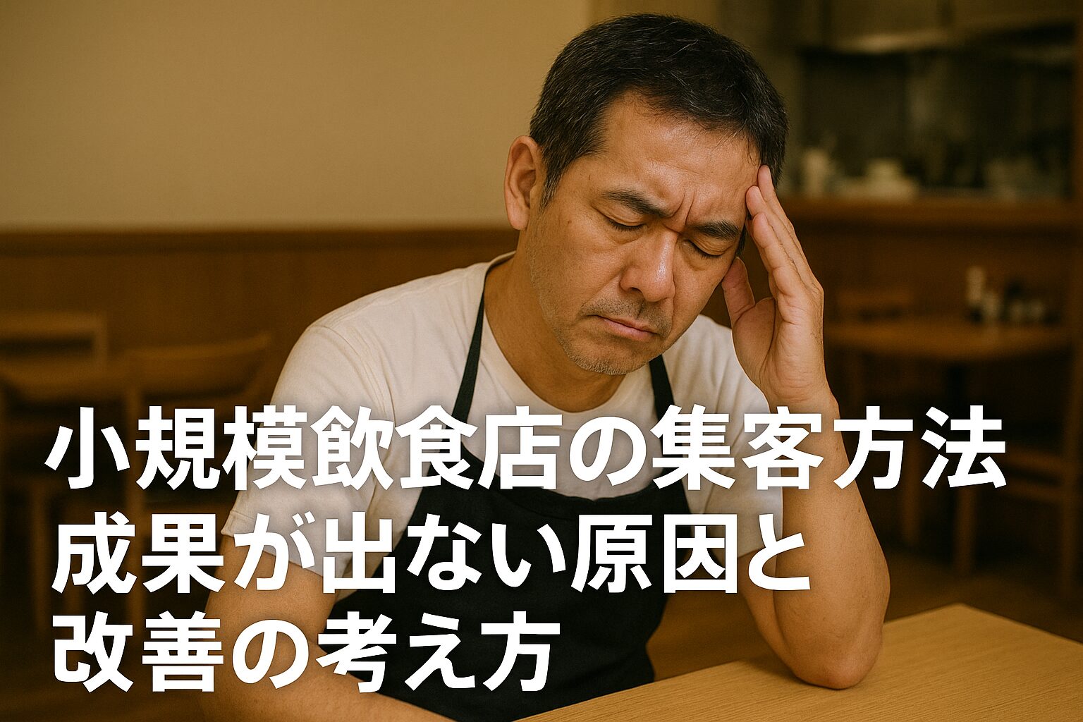 小規模飲食店のオーナーが集客に悩む様子|成果が出ない原因と改善の考え方