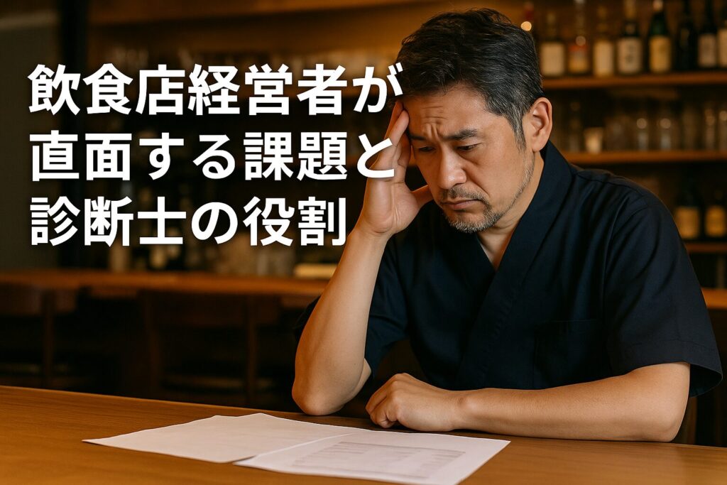 飲食店経営者が経営課題に悩み、中小企業診断士が助言する様子