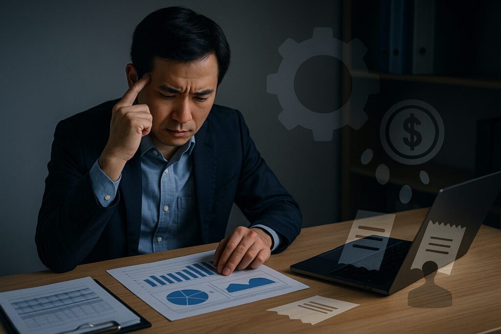 FLR比率に関する「見えないコスト」を象徴している様子。