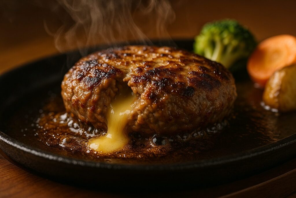 五感に訴えるシズル感あるハンバーグ