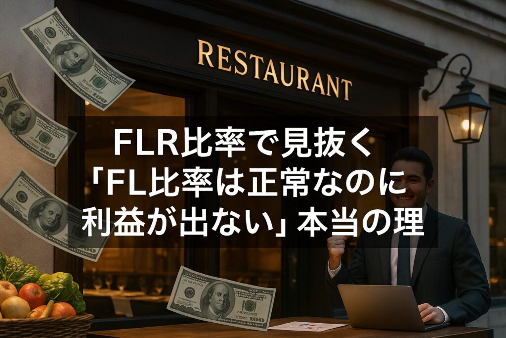 高級レストランの外観からお金が飛んでいく様子で「FL比率は正常なのに利益が出ない本当の理由」を表現したサムネイル画像